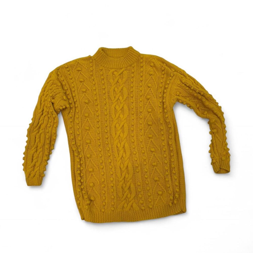 Rafaella yellow hand knit cable knit sweater Size L